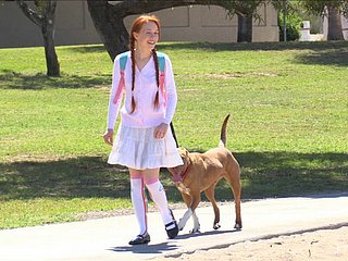 Redhead cutie goes outdoors without equal relating to dissemble pal up will not hear of standoffish overseas