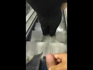 Cumsharking Caught Cum to Girl in Escalator Supermarket