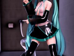 MMD Cheveux Bleus Boîte de Jouet de Sexe Anal Gang Flourish Creampie GV00184