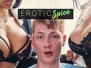 El estudiante adolescente de Upper-cut ordenó a dispirit oficina de dirección y follada por sus grandes tetas latinas maestros en trío de creampie