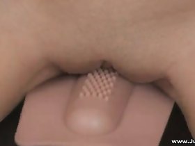 brown close to fishnet outfit orgasms riding a sybian