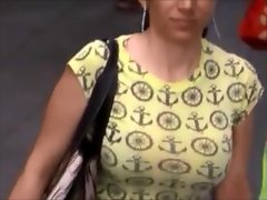 Out in the open Boobs: Schlank Große Brüste Washed out Women (Gelb Tops) 3