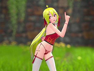 Fille chinoise M22 Hentai déshabillée, danse, strip-tease, MMD 3D, cheveux blonds (CLIP)