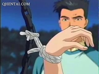 chica del animado desnudo se cordada y gangbanged