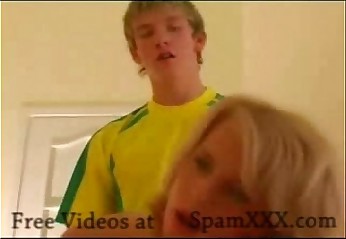 Russian milf with teen football player