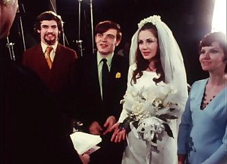 Bride give blowjob to groom at wedding ceremony